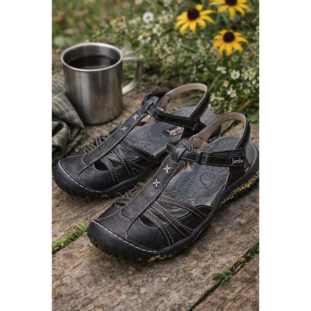 Womens Jambu Cherry Comfort Sandals Black Size 6M New With Box